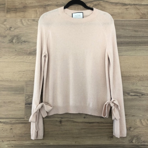 Alexis Wool/Cashmere Blend Cream Tie Cuff Sweater Size M - Picture 1 of 7